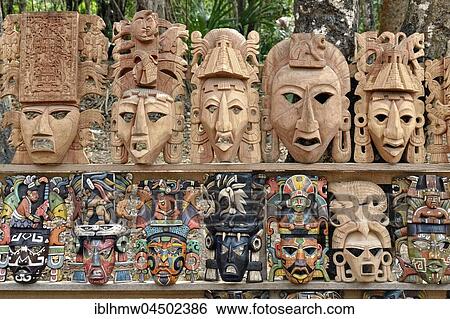 Various wooden masks, painted and unpainted at Booth, historic Mayan city of Chichen Itza, Piste, Yucatan, Mexico, Central America View Large Photo Image Stock Photograph - Various wooden masks, painted and unpainted at Booth, historic Mayan city of Chichen Itza, Piste, Yucatan, Mexico, Central America. Fotosearch