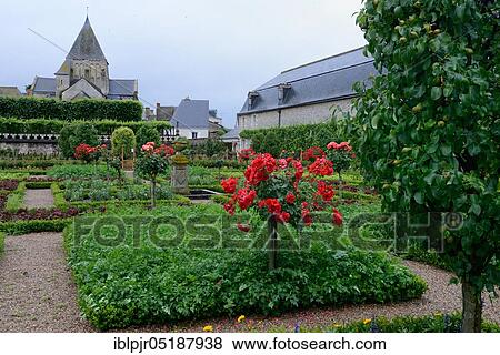 Stock Photo - Vegetable garden of Villandry Castle, Chateau de, Indre-et-Loire, Loire Valley, Loire Valley, Centre, France, Europe. Fotosearch