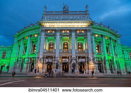 Stock Image - Vienna Burgtheater at dusk, Vienna, Austria, Europe. Fotosearch