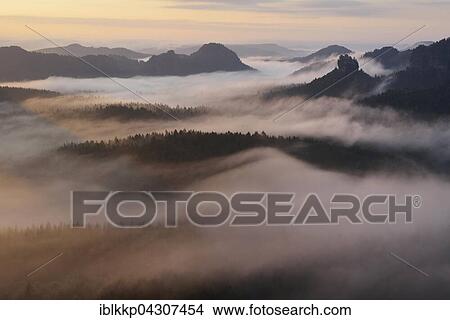 View from Kleiner Winterberg to Hinteres Raubschloss or Winterstein and Lorenzsteine, Elbe Sandstone Mountains, Saxon Switzerland, Saxony, Germany, Europe View Large Photo Image Picture - View from Kleiner Winterberg to Hinteres Raubschloss or Winterstein and Lorenzsteine, Elbe Sandstone Mountains, Saxon Switzerland, Saxony, Germany, Europe. Fotosearch