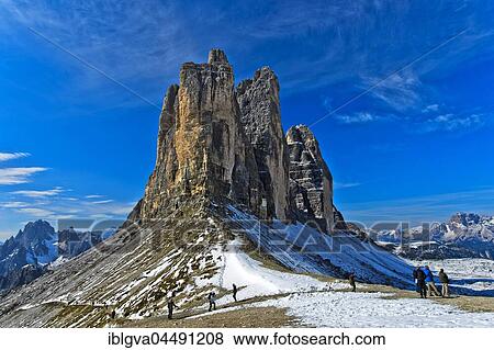 View from the Forcella Lavaredo of the Three Peaks, Sexten Dolomites, South Tyrol Province, Province of South Tyrol, Italy, Europe View Large Photo Image Stock Photo - View from the Forcella Lavaredo of the Three Peaks, Sexten Dolomites, South Tyrol Province, Province of South Tyrol, Italy, Europe. Fotosearch