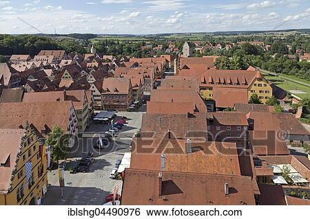 View from the tower of the cathedral on the historic centre, Segringer Road, Dinkelsbühl, Middle Franconia, Bavaria, Germany, Europe View Large Photo Image Stock Photograph - View from the tower of the cathedral on the historic centre, Segringer Road, Dinkelsbühl, Middle Franconia, Bavaria, Germany, Europe. Fotosearch