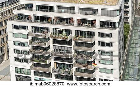 Stock Image - View of residential house, multi-storey house with balconies, Mitte, Berlin, Germany, Europe. Fotosearch
