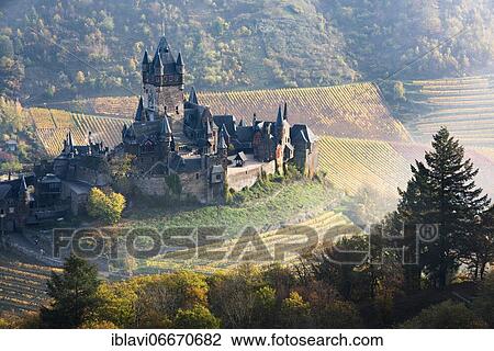 View of the Reichsburg Cochem in the Moselle valley in autumn, Cochem, Rhineland-Palatinate, Germany, Europe View Large Photo Image Stock Image - View of the Reichsburg Cochem in the Moselle valley in autumn, Cochem, Rhineland-Palatinate, Germany, Europe. Fotosearch