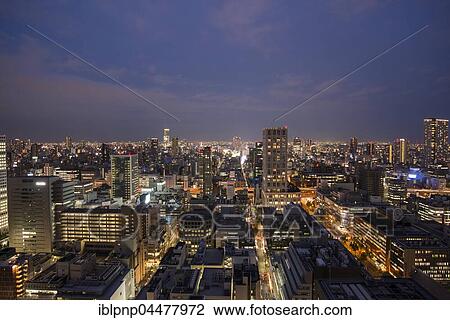 View over town at night, Osaka, Kansai, Japan, Asia View Large Photo Image Stock Image - View over town at night, Osaka, Kansai, Japan, Asia. Fotosearch