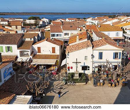 Stock Image - Village view Saintes-Maries-de-la-Mer, Camargue, Provence-Alpes-Côte d'Azur, France, Europe. Fotosearch