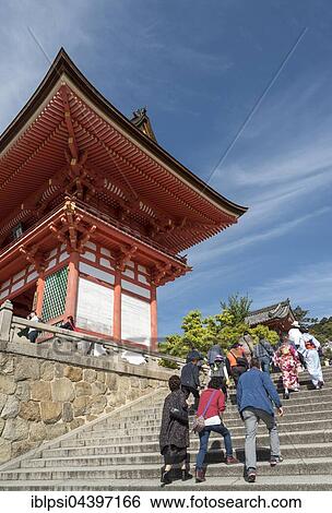 Visitors climb stairs, pass Niomon gate of Kiyomizudera, Kiyomizu-dera, Temple, Kyoto, Japan, Asia View Large Photo Image Stock Photograph - Visitors climb stairs, pass Niomon gate of Kiyomizudera, Kiyomizu-dera, Temple, Kyoto, Japan, Asia. Fotosearch