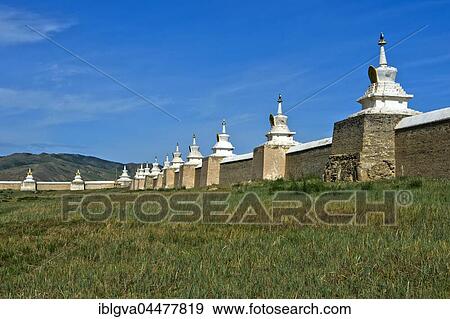 Wall with Soyombo stupas, Erdene Zuu Khiid monastery, Karakorum Kharkhorin, Övörkhangai Aimak, Mongolia, Asia View Large Photo Image Stock Photo - Wall with Soyombo stupas, Erdene Zuu Khiid monastery, Karakorum Kharkhorin, Övörkhangai Aimak, Mongolia, Asia. Fotosearch