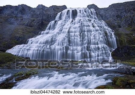 Waterfall Dynjandi, Westfjords, Iceland, Europe View Large Photo Image Stock Image - Waterfall Dynjandi, Westfjords, Iceland, Europe. Fotosearch
