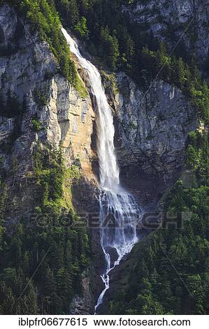 Stock Photography - Waterfall in Bernese Alps, Switzerland, Europe. Fotosearch
