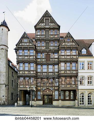 Stock Image - Wedekindhaus, historic half-timbered house at the market square, Hildesheim, Lower Saxony, Germany, Europe. Fotosearch