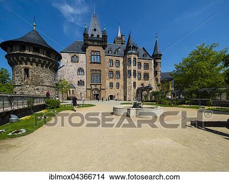 Wernigerode Castle with Hausmannsturm tower, Harz, Saxony-Anhalt, Germany, Europe View Large Photo Image Picture - Wernigerode Castle with Hausmannsturm tower, Harz, Saxony-Anhalt, Germany, Europe. Fotosearch