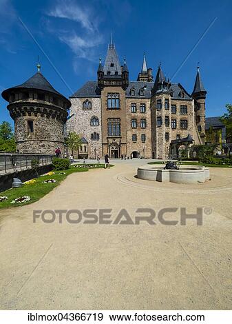 Stock Photo - Wernigerode Castle with Hausmannsturm tower, Harz, Saxony-Anhalt, Germany, Europe. Fotosearch