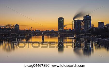 Westhafen Tower, Union Investment Skyscraper, Untermainbrücke, sunset, Frankfurt, Hesse, Germany, Europe View Large Photo Image Stock Image - Westhafen Tower, Union Investment Skyscraper, Untermainbrücke, sunset, Frankfurt, Hesse, Germany, Europe. Fotosearch