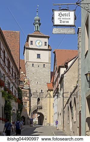 White Tower, Georgengasse, historic centre, Rothenburg ob der Tauber, Middle Franconia, Bavaria, Germany, Europe View Large Photo Image Stock Photo - White Tower, Georgengasse, historic centre, Rothenburg ob der Tauber, Middle Franconia, Bavaria, Germany, Europe. Fotosearch