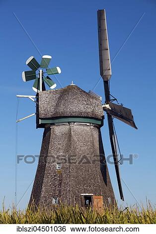 Stock Photograph - Windmill in Kleve-Donsbrüggen, Kleve, Niederrhein, North Rhine-Westphalia, Germany, Europe. Fotosearch