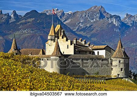 Stock Photo - Wine Museum Aigle Castle, Chateau d&#39; Aigle, Aigle, Canton of Vaud, Switzerland, Europe. Fotosearch