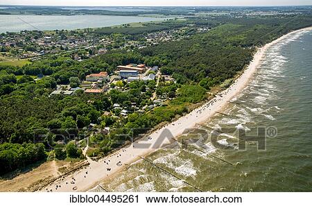 Stock Image - Zinnowitz, long sandy beach, island Usedom, Baltic Sea, Mecklenburg-Western Pomerania, Germany, Europe. Fotosearch