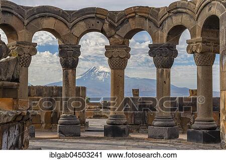 Zvarnots ruins, Zwartnots temple or St Gregory Cathedral, Mount Ararat in Turkey behind, Yerevan, Armavir Province, Armenia, Asia View Large Photo Image Stock Image - Zvarnots ruins, Zwartnots temple or St Gregory Cathedral, Mount Ararat in Turkey behind, Yerevan, Armavir Province, Armenia, Asia. Fotosearch