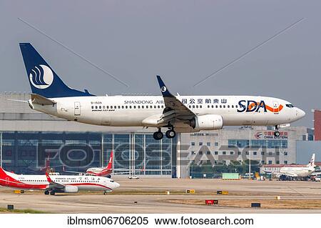 Stock Photography - A Boeing 737-800 of SDA Shandong Airlines with registration number B-1509 at Shanghai Airport, China, Asia. Fotosearch