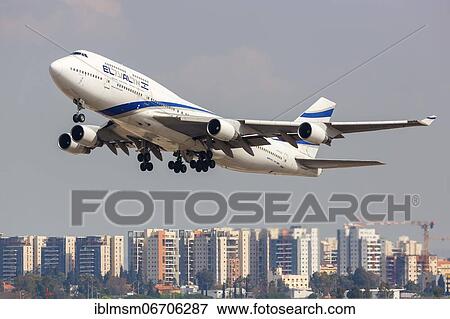 A Boeing 747-400 aircraft of El Al Israel Airlines with registration number 4X-ELB at Tel Aviv Airport, Israel, Asia View Large Photo Image Stock Photo - A Boeing 747-400 aircraft of El Al Israel Airlines with registration number 4X-ELB at Tel Aviv Airport, Israel, Asia. Fotosearch