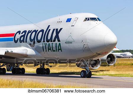 Stock Image - A Boeing 747-400F SCD aircraft of Cargolux Italia with registration LX-TCV at Luxembourg airport. Fotosearch