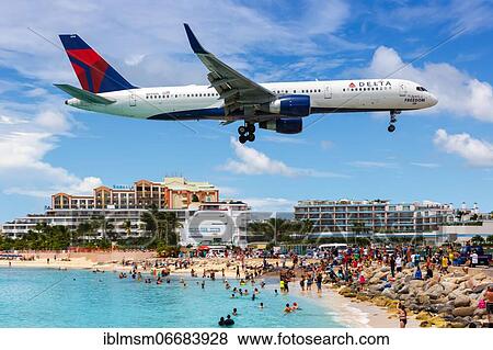 Stock Photo - A Boeing 757-200 of Delta Air Lines with the registration N694DL at the airport St. Maarten. Fotosearch