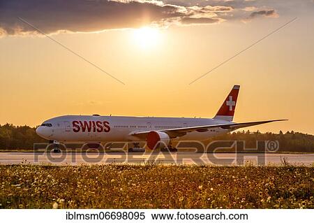 Stock Photography - A Boeing 777-300ER aircraft of Swiss with the registration HB-JNA at Zurich airport, Switzerland, Europe. Fotosearch