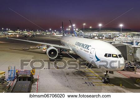 A Cathay Pacific Boeing 777-300ER aircraft with registration number B-KPE at Hong Kong Airport, China, Asia View Large Photo Image Stock Image - A Cathay Pacific Boeing 777-300ER aircraft with registration number B-KPE at Hong Kong Airport, China, Asia. Fotosearch