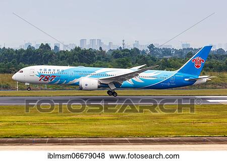 A China Southern Airlines Boeing 787-9 Dreamliner aircraft with registration number B-1168 at Chengdu Airport, China, Asia View Large Photo Image Stock Photo - A China Southern Airlines Boeing 787-9 Dreamliner aircraft with registration number B-1168 at Chengdu Airport, China, Asia. Fotosearch