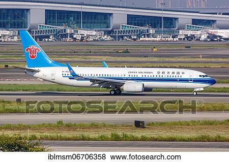 Stock Photo - A China Southern Airlines Boeing 737-800 aircraft with registration number B-1953 at Guangzhou Airport, China, Asia. Fotosearch