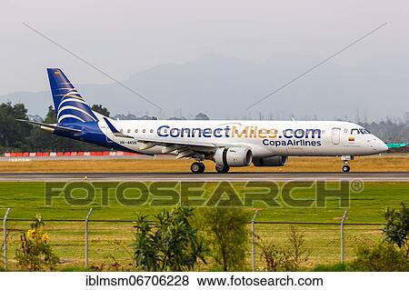 A Copa Airlines Colombia Embraer 190 aircraft with registration HK-4456 and Connect Miles special livery at Bogota Airport, Colombia, South America View Large Photo Image Stock Photo - A Copa Airlines Colombia Embraer 190 aircraft with registration HK-4456 and Connect Miles special livery at Bogota Airport, Colombia, South America. Fotosearch