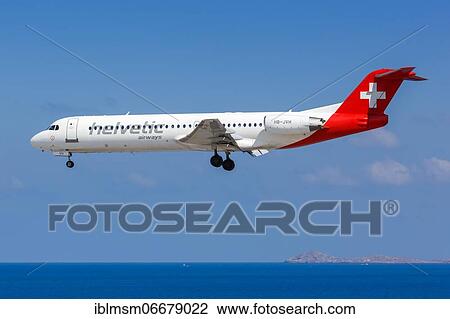 A Fokker 100 of Helvetic Airways with registration HB-JVH at Heraklion Airport (HER) in Greece View Large Photo Image Stock Image - A Fokker 100 of Helvetic Airways with registration HB-JVH at Heraklion Airport (HER) in Greece. Fotosearch