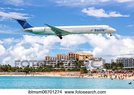 A McDonnell Douglas MD-83 of Insel Air with the registration PJ-MDF at the airport of St. Maarten View Large Photo Image Picture - A McDonnell Douglas MD-83 of Insel Air with the registration PJ-MDF at the airport of St. Maarten. Fotosearch