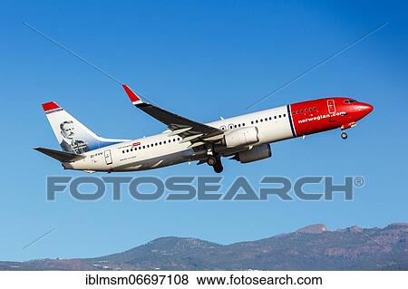 Stock Photo - A Norwegian Boeing 737-800 aircraft with registration number EI-FVH at Tenerife South Airport (TFS), Tenerife, Spain, Europe. Fotosearch
