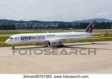 A Qatar Airways Airbus A350-900 aircraft with registration number A7-ALZ in the OneWorld special livery at Zurich Airport (ZRH) in Switzerland View Large Photo Image Stock Image - A Qatar Airways Airbus A350-900 aircraft with registration number A7-ALZ in the OneWorld special livery at Zurich Airport (ZRH) in Switzerland. Fotosearch
