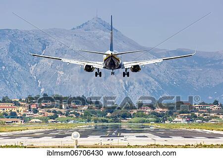 A Ryanair Boeing 737-800 lands at Corfu Airport, Greece, Europe View Large Photo Image Stock Image - A Ryanair Boeing 737-800 lands at Corfu Airport, Greece, Europe. Fotosearch