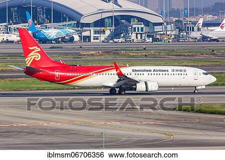 Stock Photograph - A Shenzhen Airlines Boeing 737-800 aircraft with registration number B-1759 at Guangzhou Airport, China, Asia. Fotosearch