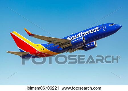 Stock Image - A Southwest Airlines Boeing 737-700 aircraft with registration number N715SW at Phoenix Airport, USA, North America. Fotosearch