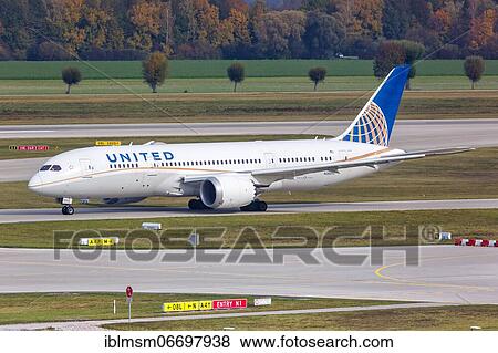 Stock Photo - A United Airlines Boeing 787-8 Dreamliner aircraft with registration number N26910 at Munich Airport, Germany, Europe. Fotosearch