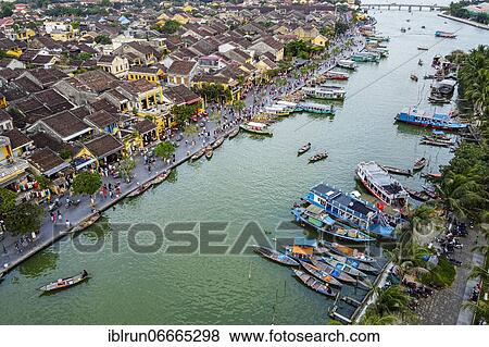 Stock Photo - Aerial of the Historic district, Hoi An, Vietnam, Asia. Fotosearch