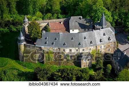 Picture - Aerial view, Hohenlimburg castle, Hagen, Ruhr district, North Rhine-Westphalia, Germany, Europe. Fotosearch