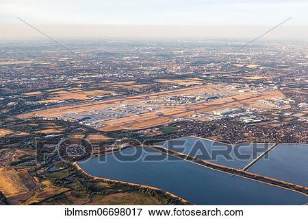 Stock Photo - Aerial view of London Heathrow Airport, United Kingdom, Europe. Fotosearch