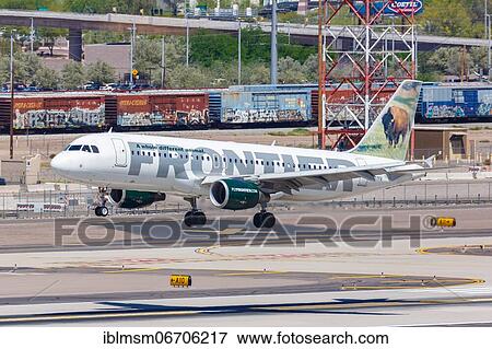 Airbus A320 aircraft of Frontier Airlines with registration N207FR at Phoenix Airport, USA, North America View Large Photo Image Stock Photo - Airbus A320 aircraft of Frontier Airlines with registration N207FR at Phoenix Airport, USA, North America. Fotosearch
