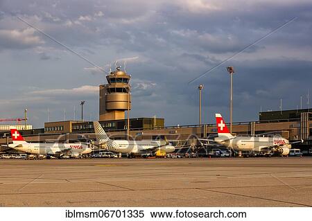 Stock Photography - Airbus A320 aircraft of Swiss and Vueling at Zurich Airport, Switzerland, Europe. Fotosearch