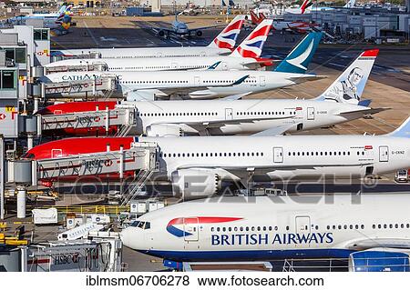Aircraft at London Gatwick Airport, United Kingdom, Europe View Large Photo Image Stock Photo - Aircraft at London Gatwick Airport, United Kingdom, Europe. Fotosearch
