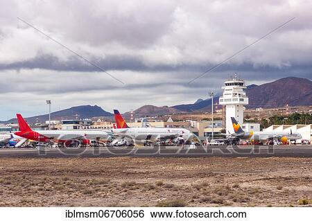 Aircraft at Tenerife South Airport (TFS) in Tenerife, Spain, Europe View Large Photo Image Stock Photograph - Aircraft at Tenerife South Airport (TFS) in Tenerife, Spain, Europe. Fotosearch