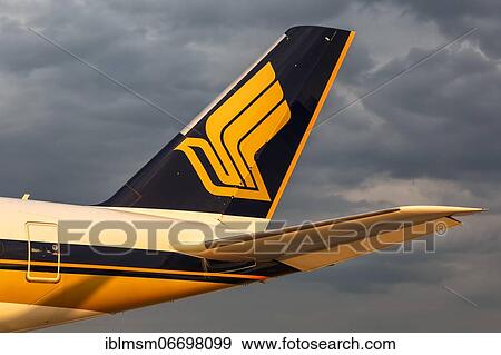 Aircraft tail unit of Singapore Airlines at Zurich Airport, Switzerland, Europe View Large Photo Image Stock Photo - Aircraft tail unit of Singapore Airlines at Zurich Airport, Switzerland, Europe. Fotosearch