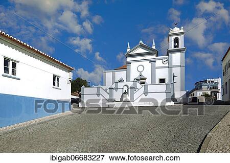 Stock Photo - Aljezur main Church, Algarve, Portugal, Europe. Fotosearch