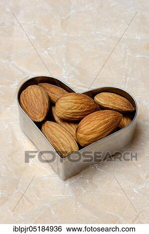Stock Photograph - Almonds in cookie cutter( Prunus dulcis), sweet almond. Fotosearch